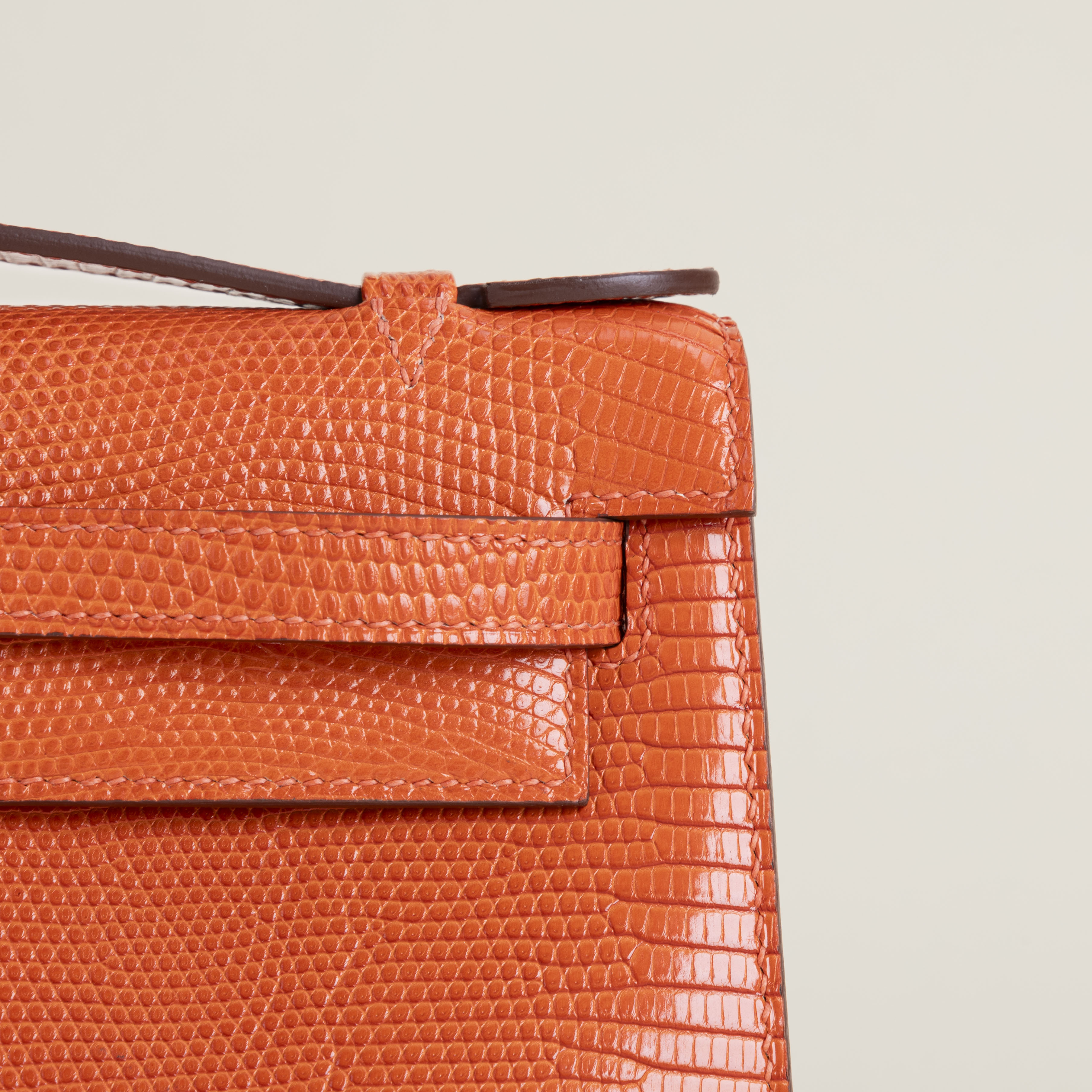 Kelly pochette Lizard skin CK93 Orange PHW