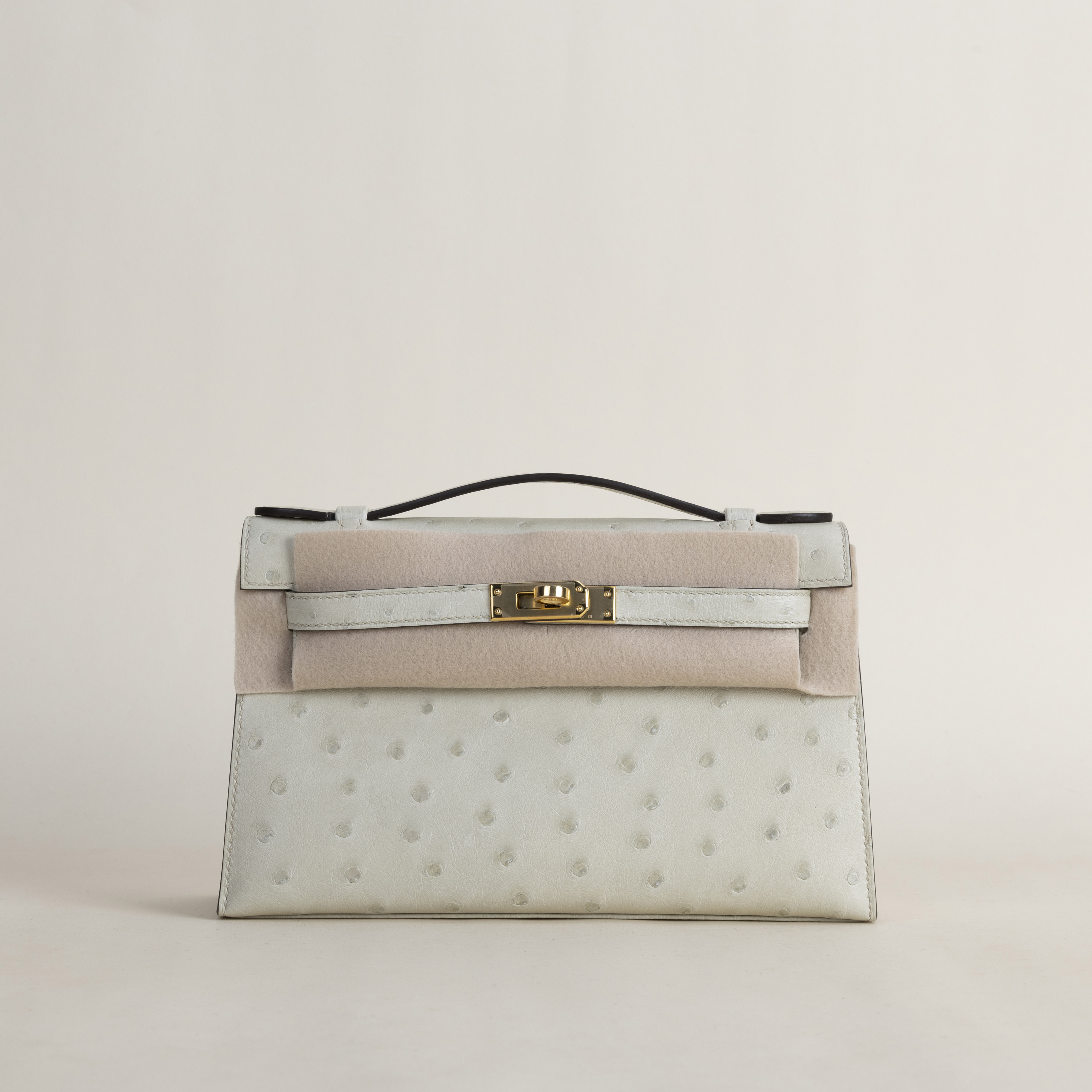 Kelly Pochette Ostrich 3C Parchemin GHW