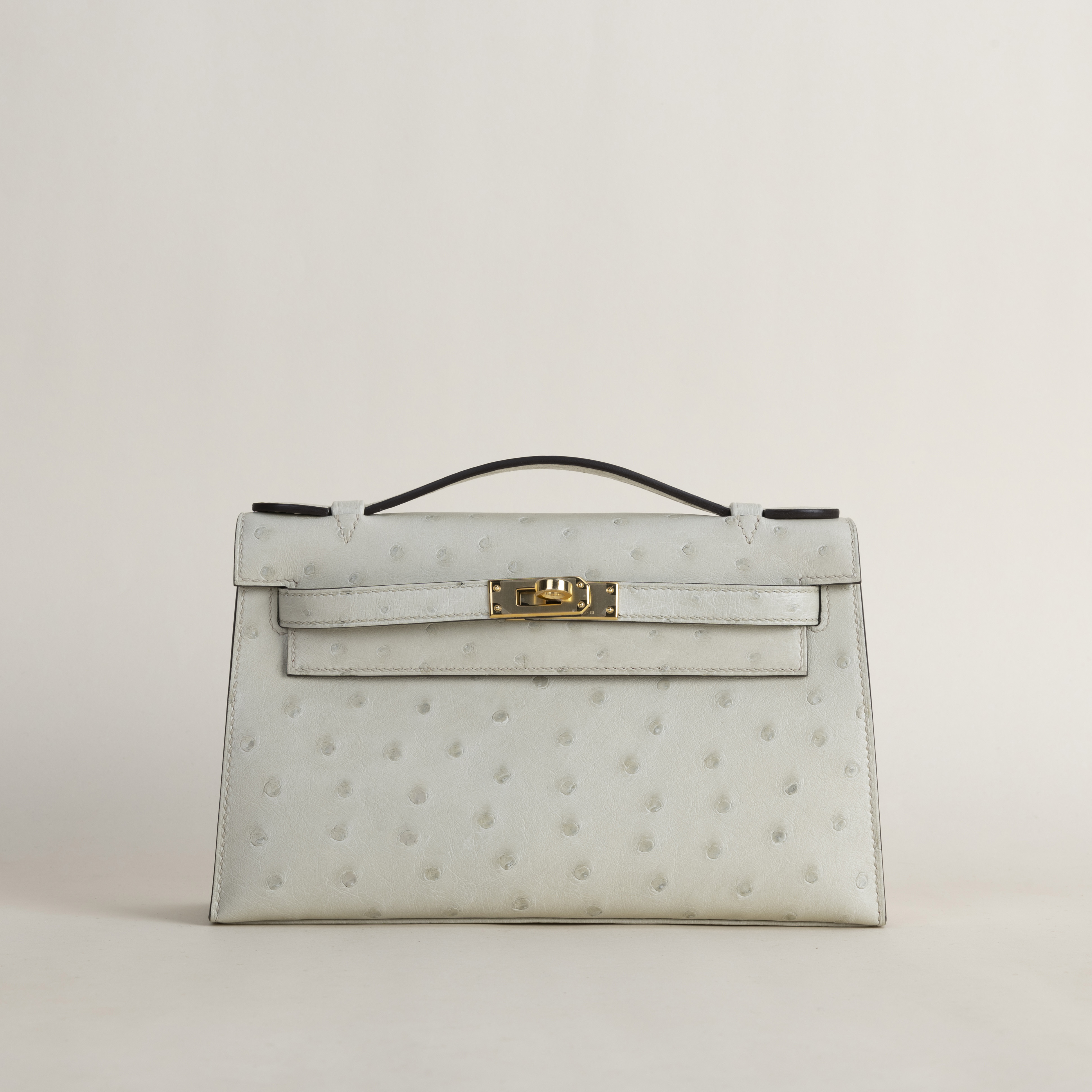 Kelly Pochette Ostrich 3C Parchemin GHW