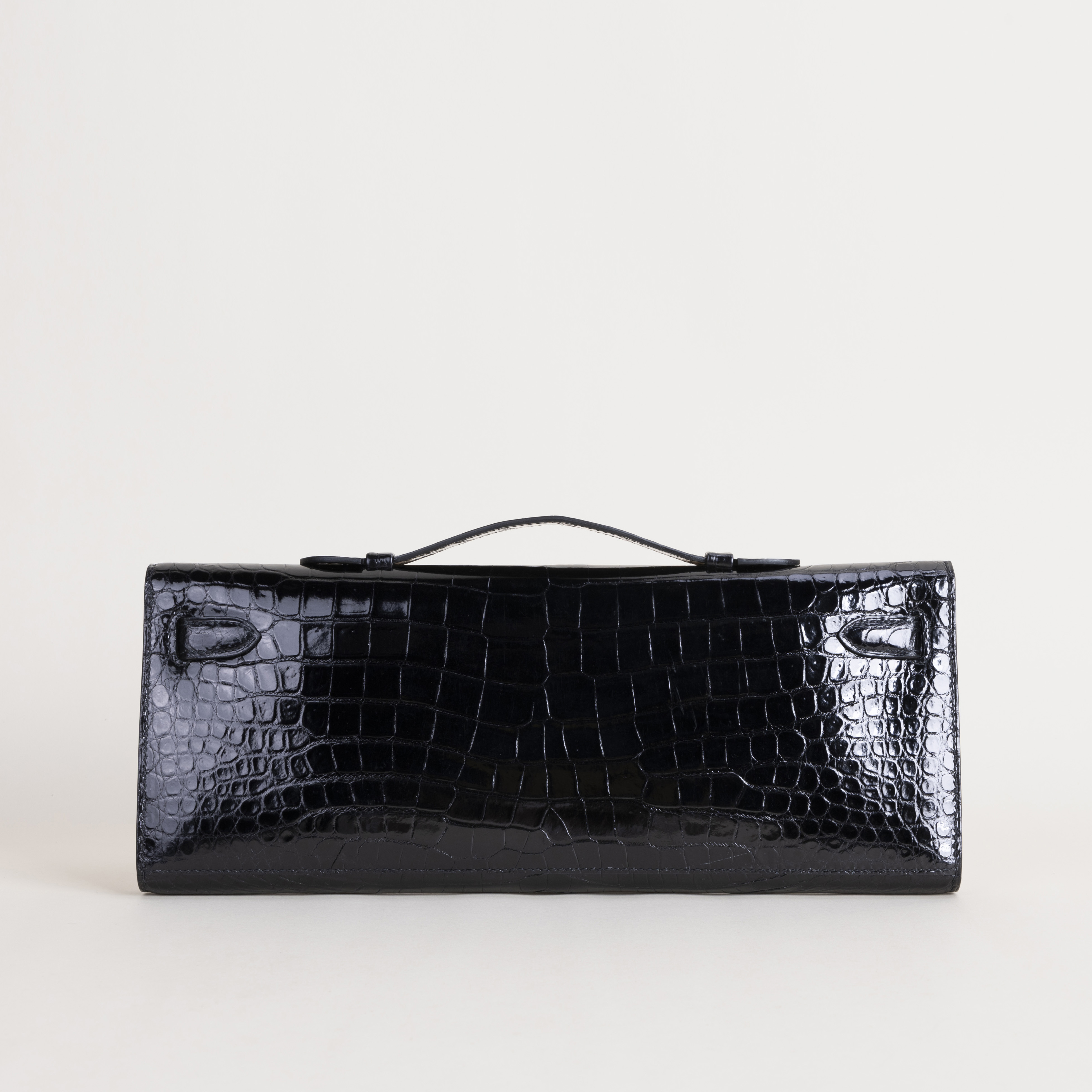 Kelly Cut Shiny Porosus Crocodile 89 Noir GHW