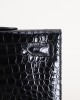 Kelly Cut Shiny Porosus Crocodile 89 Noir GHW