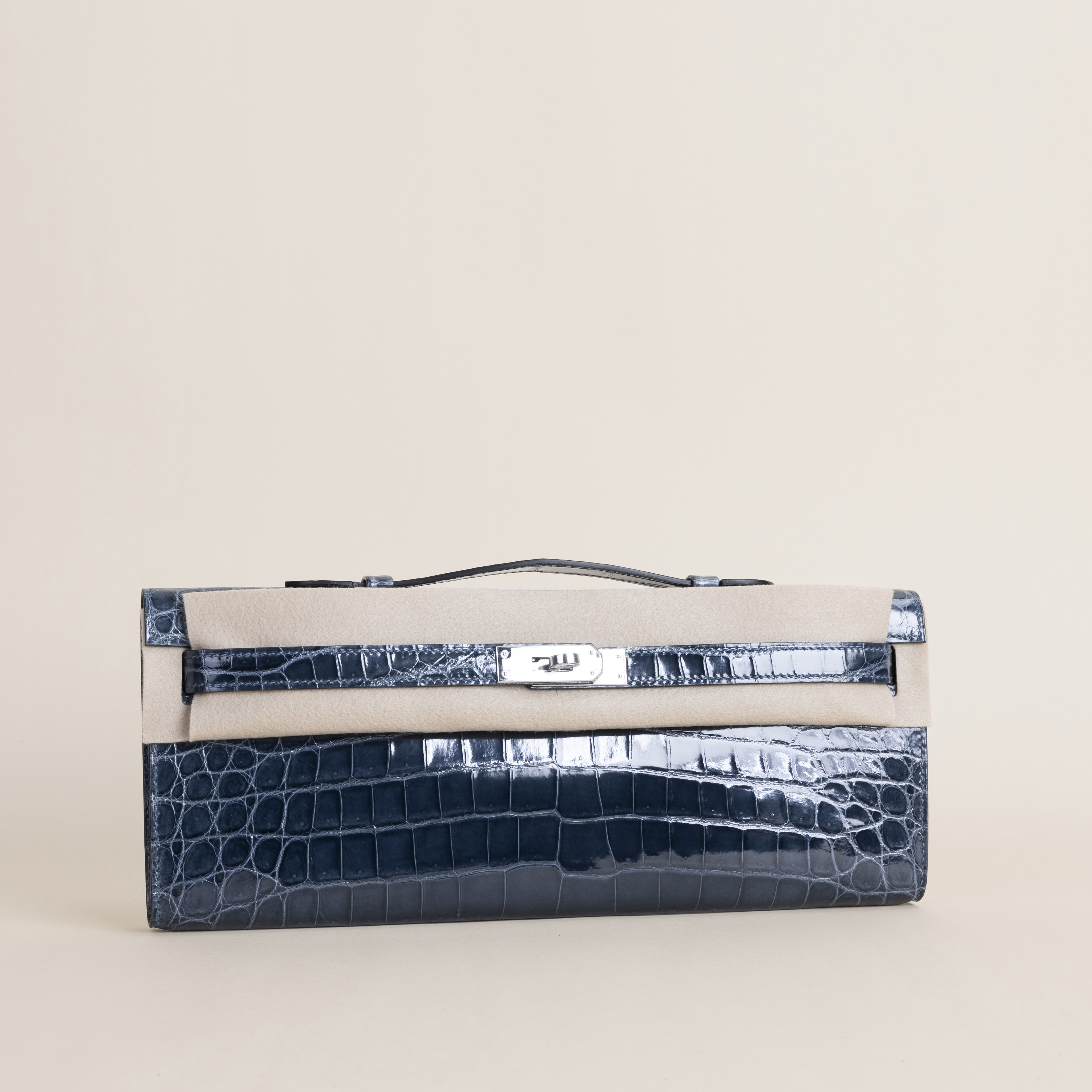 Kelly Cut Shiny Niloticus Crocodile N7 Blue Tempete PHW