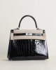 Kelly25 Shiny Alligator crocodile 89 Noir PHW