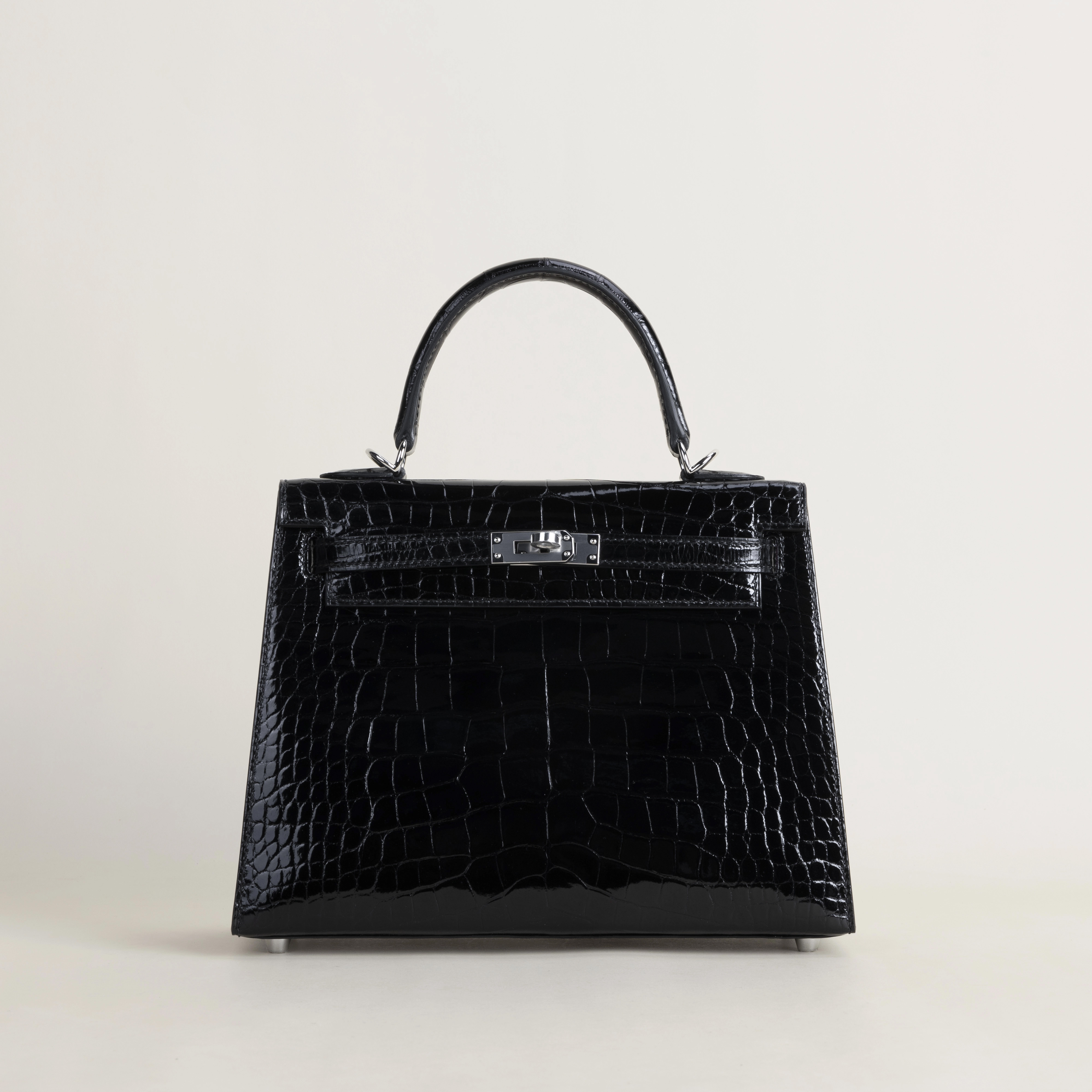 Kelly25 Shiny Alligator crocodile 89 Noir PHW