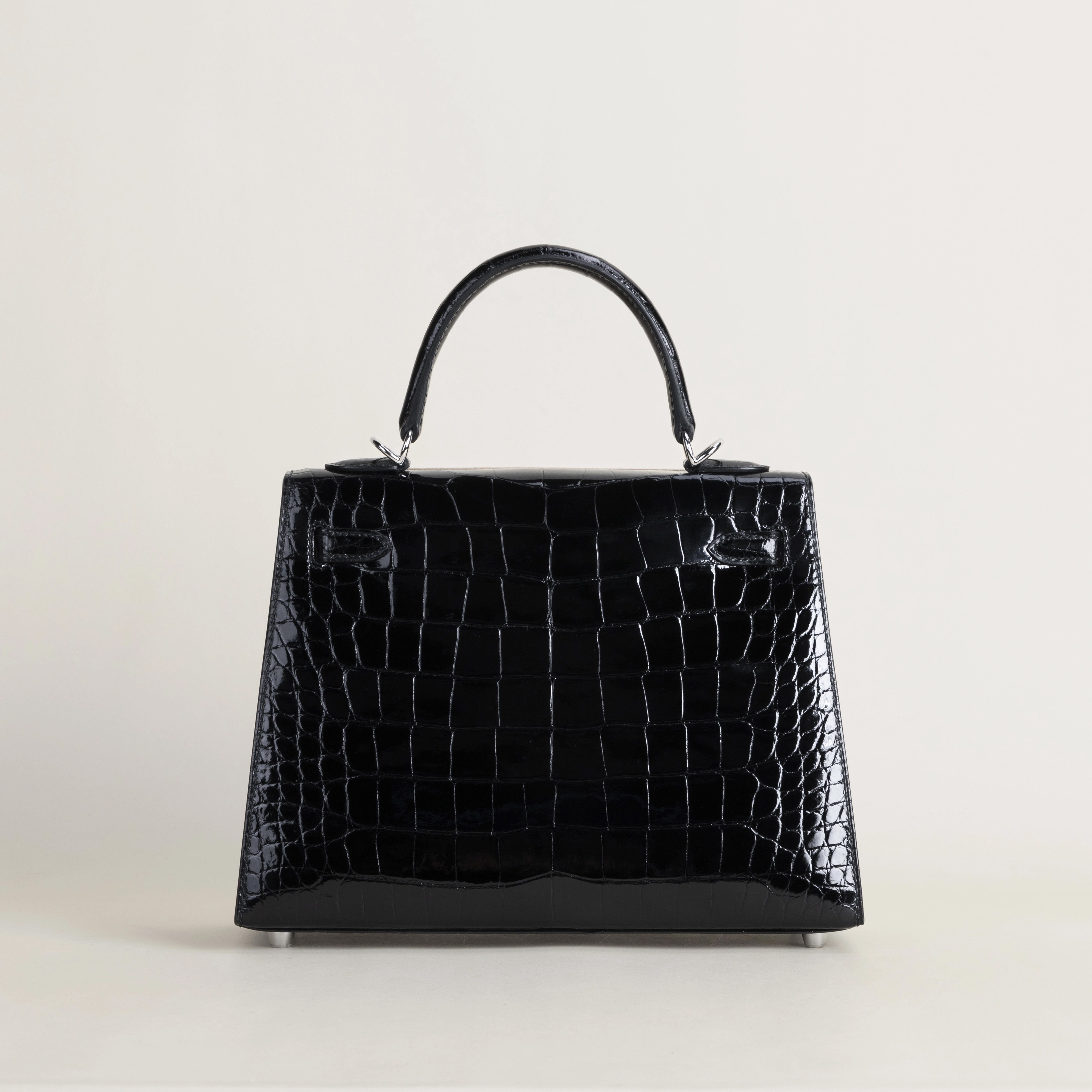 Kelly25 Shiny Alligator crocodile 89 Noir PHW