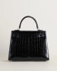 Kelly25 Shiny Alligator crocodile 89 Noir PHW