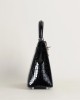 Kelly25 Shiny Alligator crocodile 89 Noir PHW