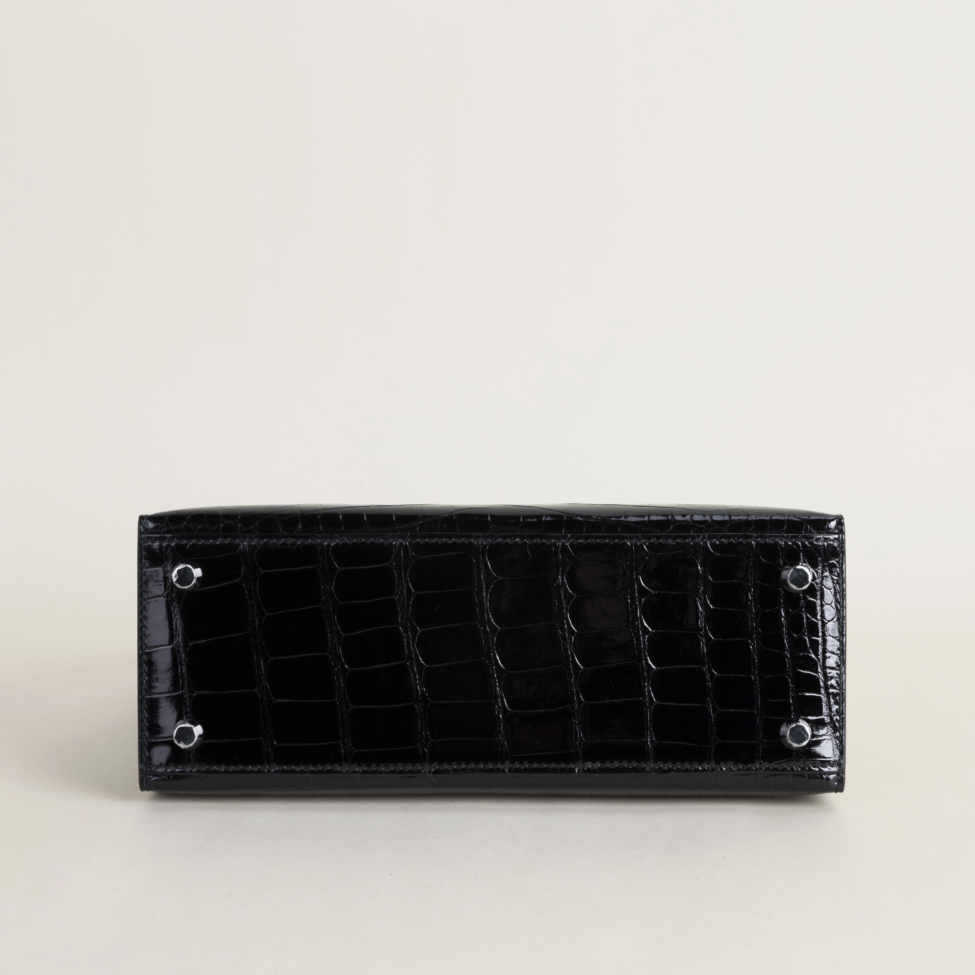Kelly25 Shiny Alligator crocodile 89 Noir PHW