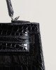 Kelly25 Shiny Alligator crocodile 89 Noir PHW