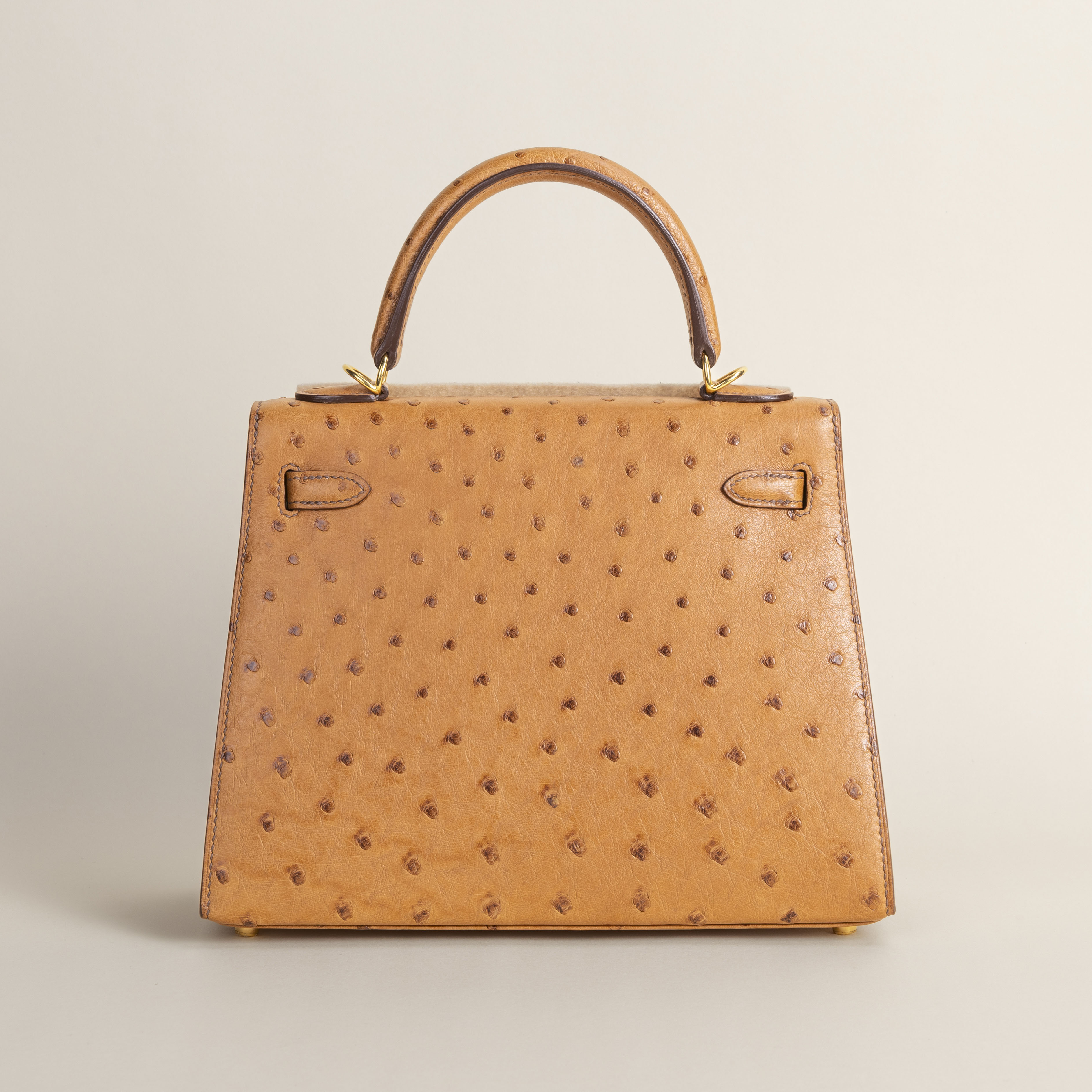 Kelly25 Ostrich Cognac GHW