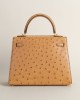 Kelly25 Ostrich Cognac GHW