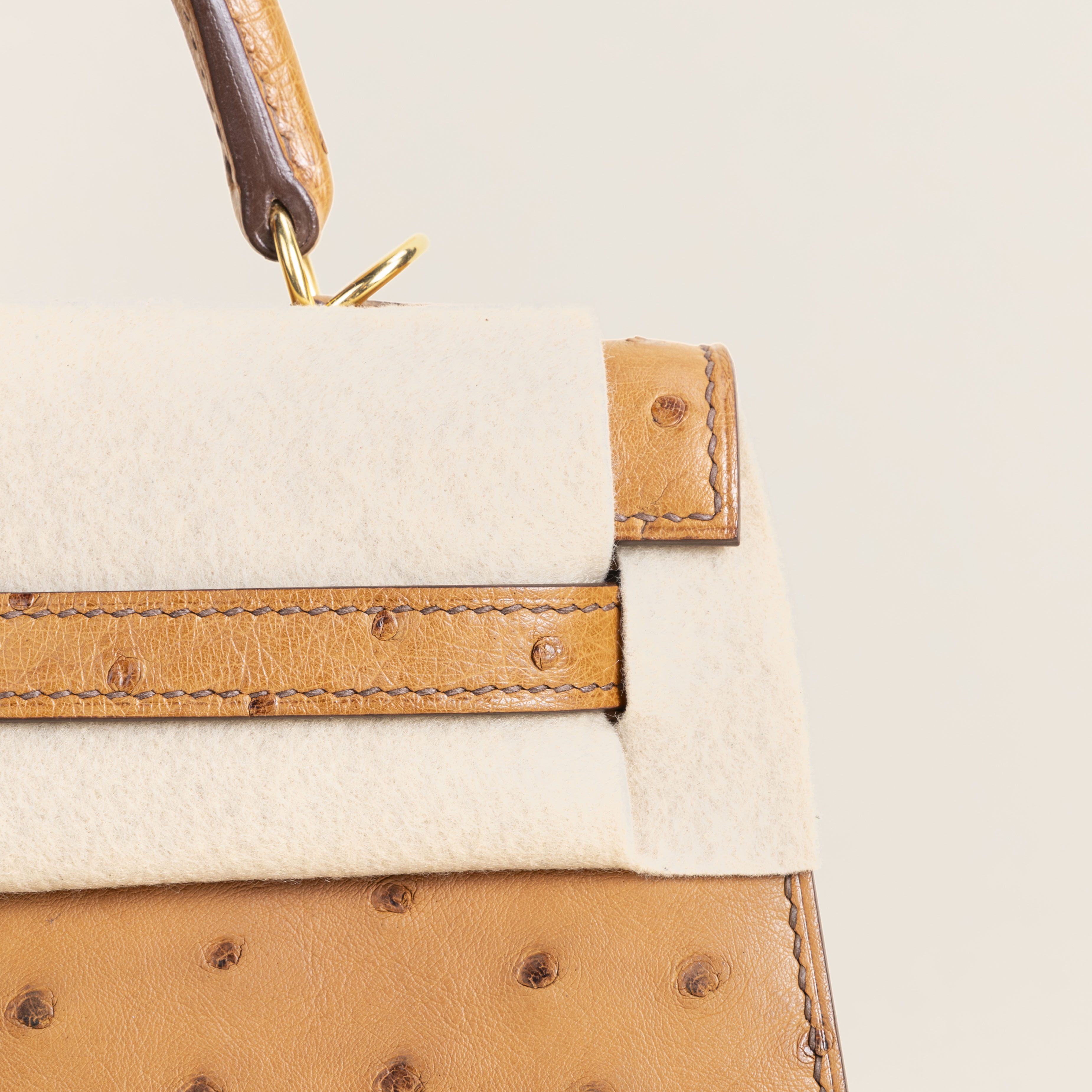 Kelly25 Ostrich Cognac GHW