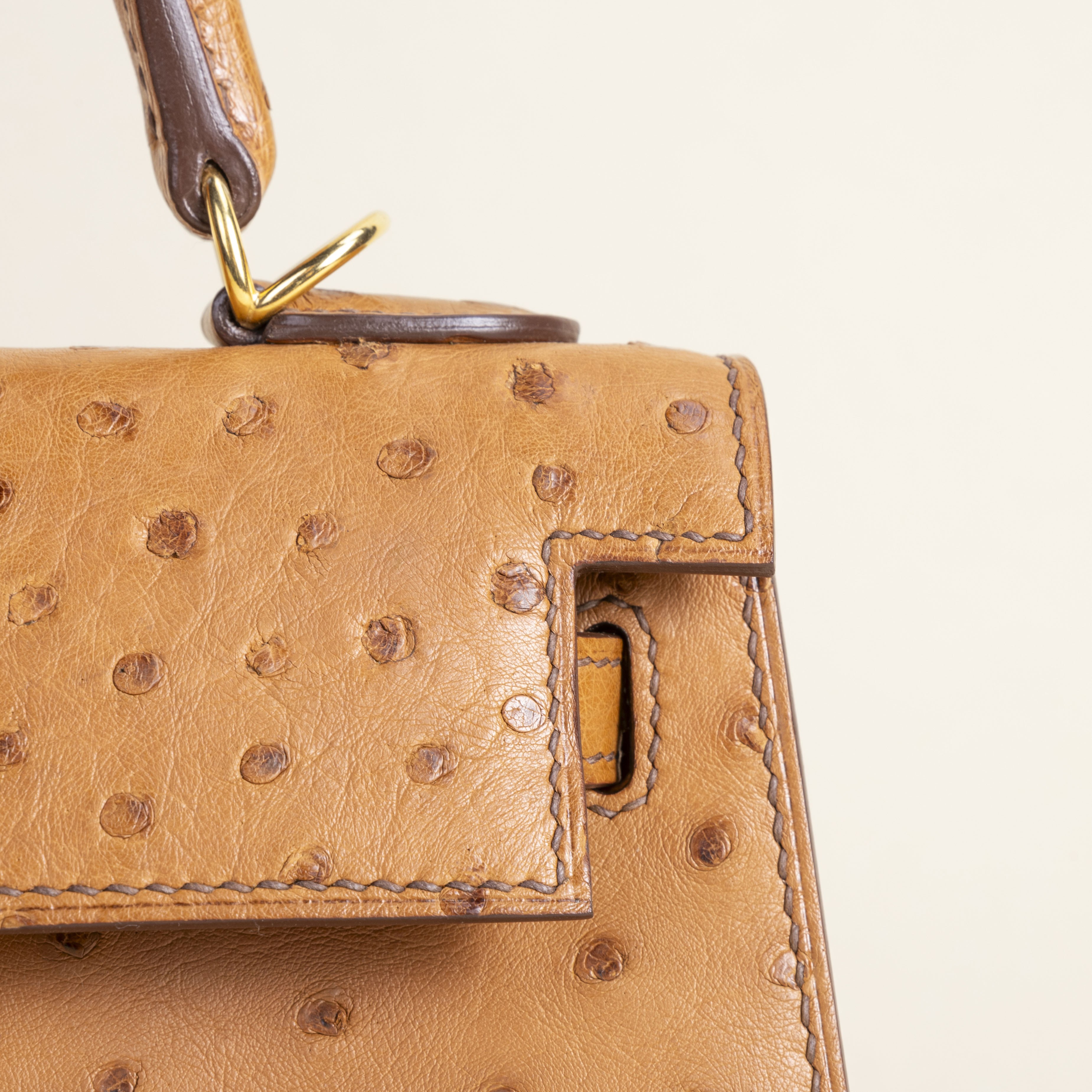 Kelly25 Ostrich Cognac GHW