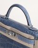 Mini Kelly Shiny Alligator CK75 Blue Jean PHW
