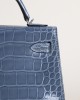 Mini Kelly Shiny Alligator CK75 Blue Jean PHW