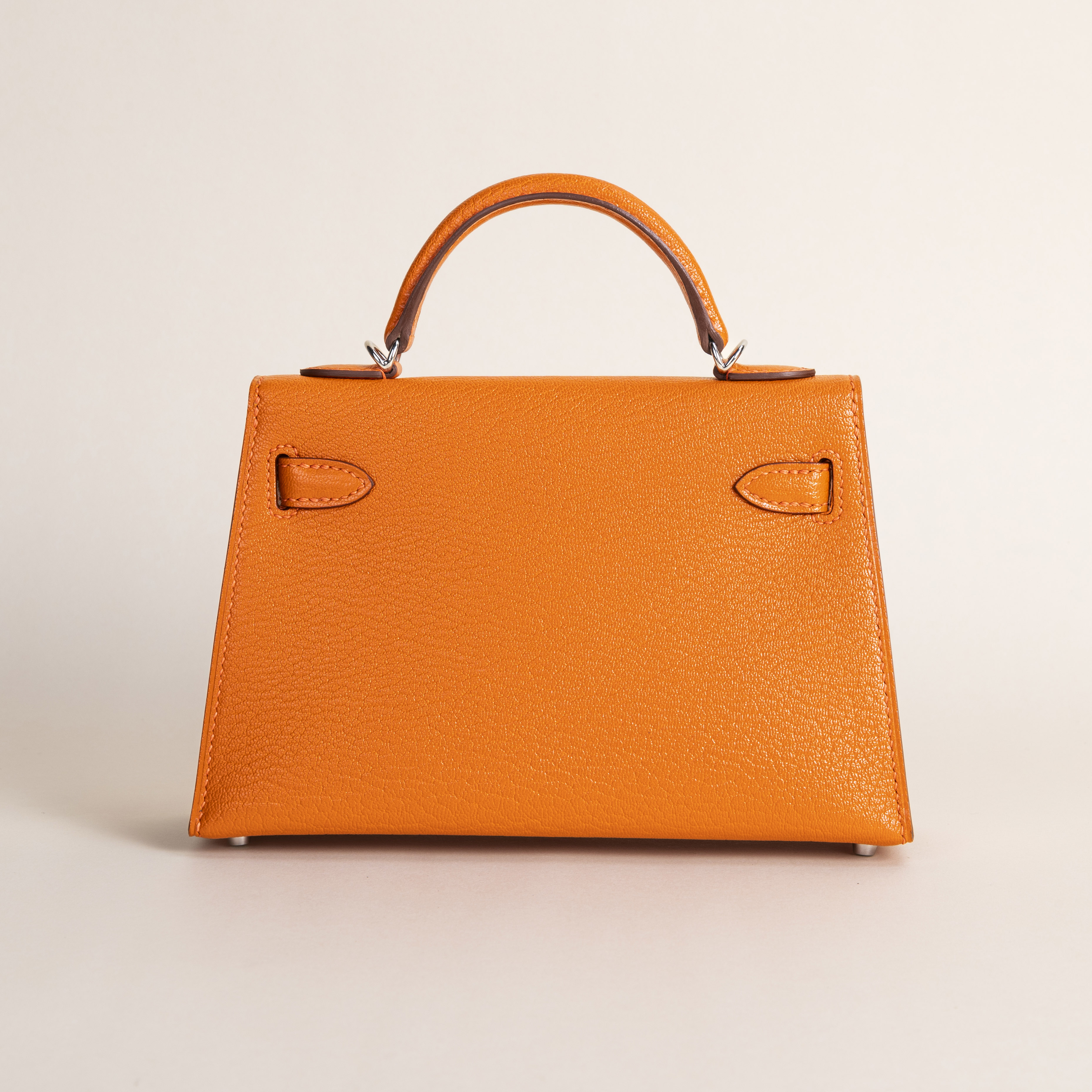 Mini kelly Chevre J9 Feu Orange PHW