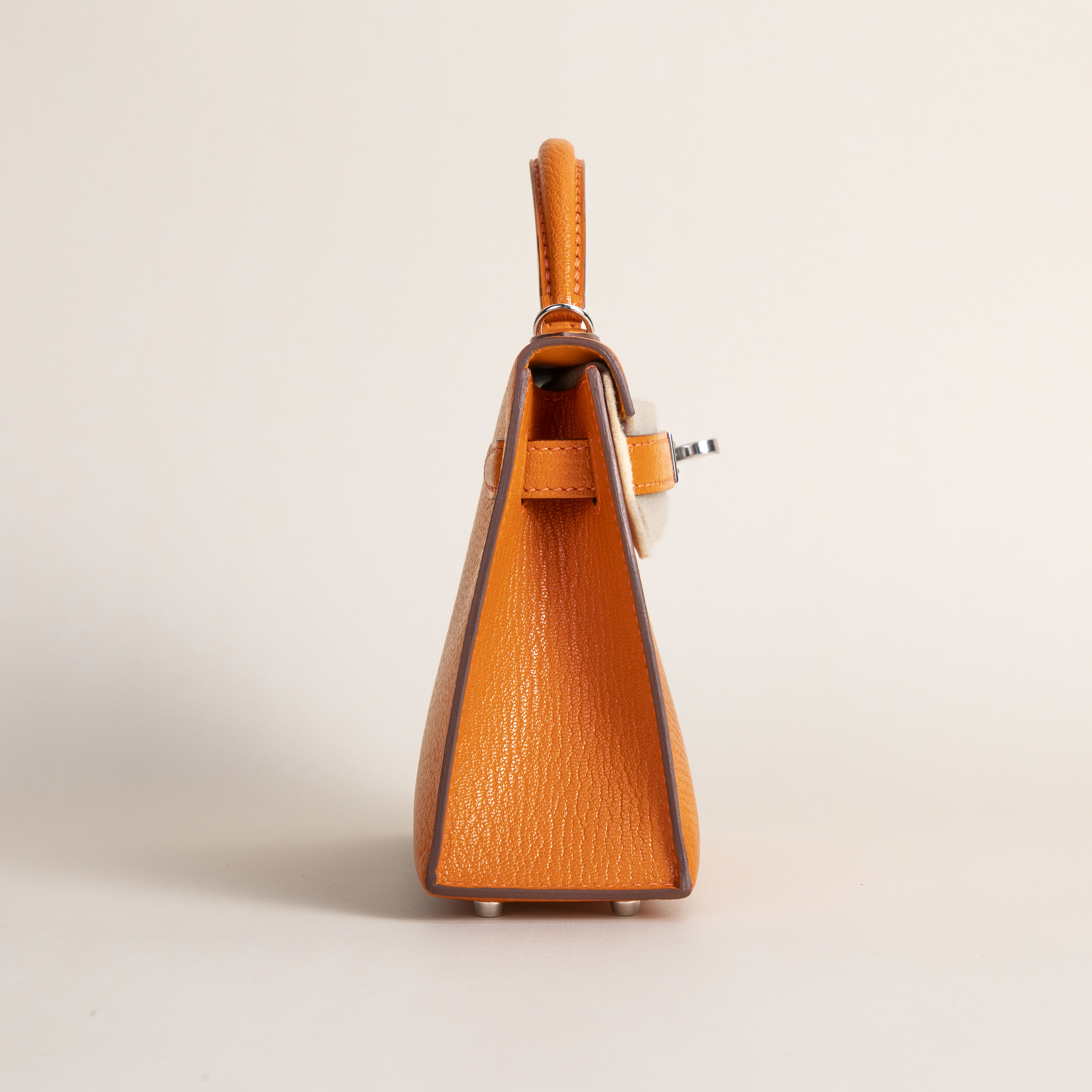 Mini kelly Chevre J9 Feu Orange PHW