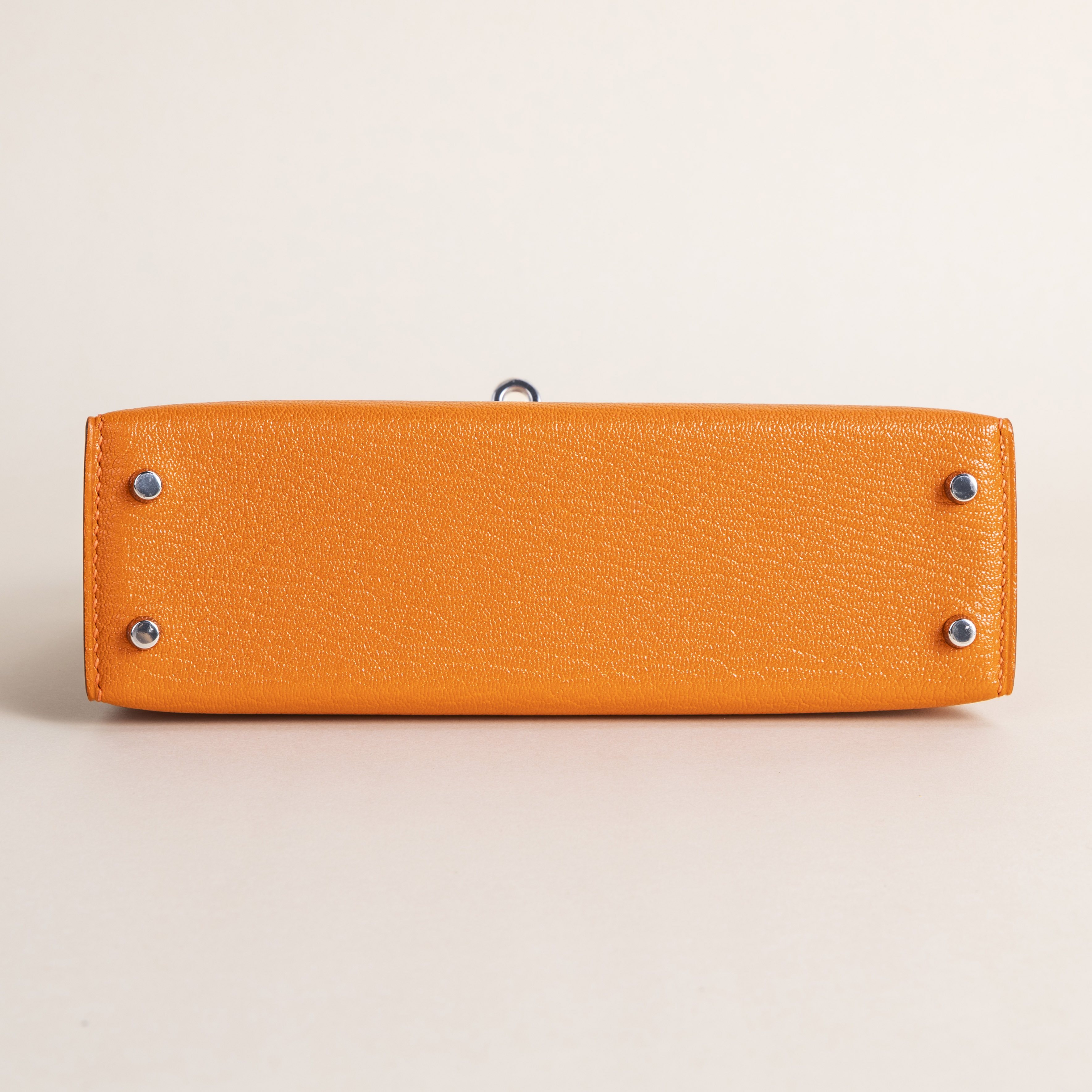 Mini kelly Chevre J9 Feu Orange PHW