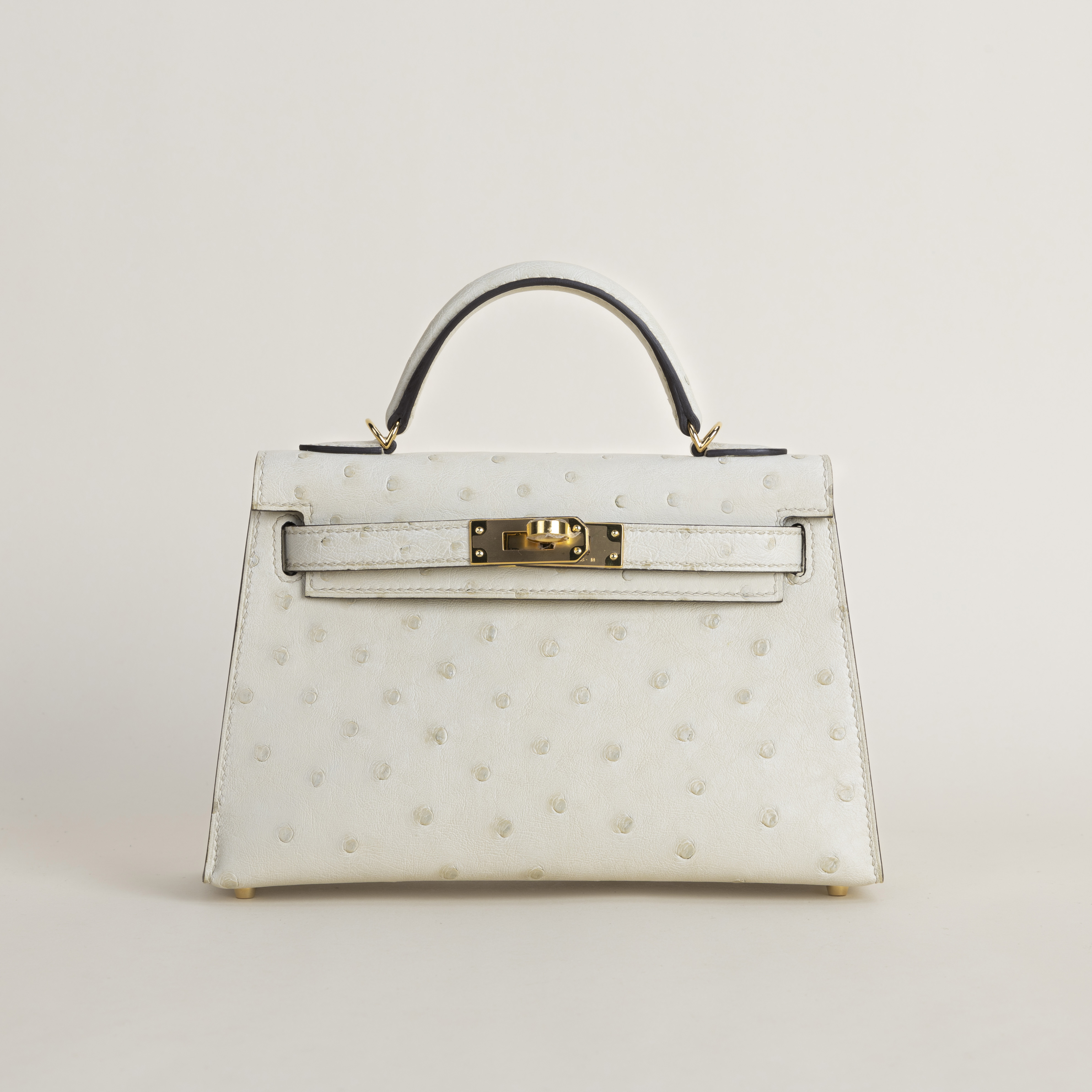 Mini Kelly Ostrich 3C Parchemin GHW