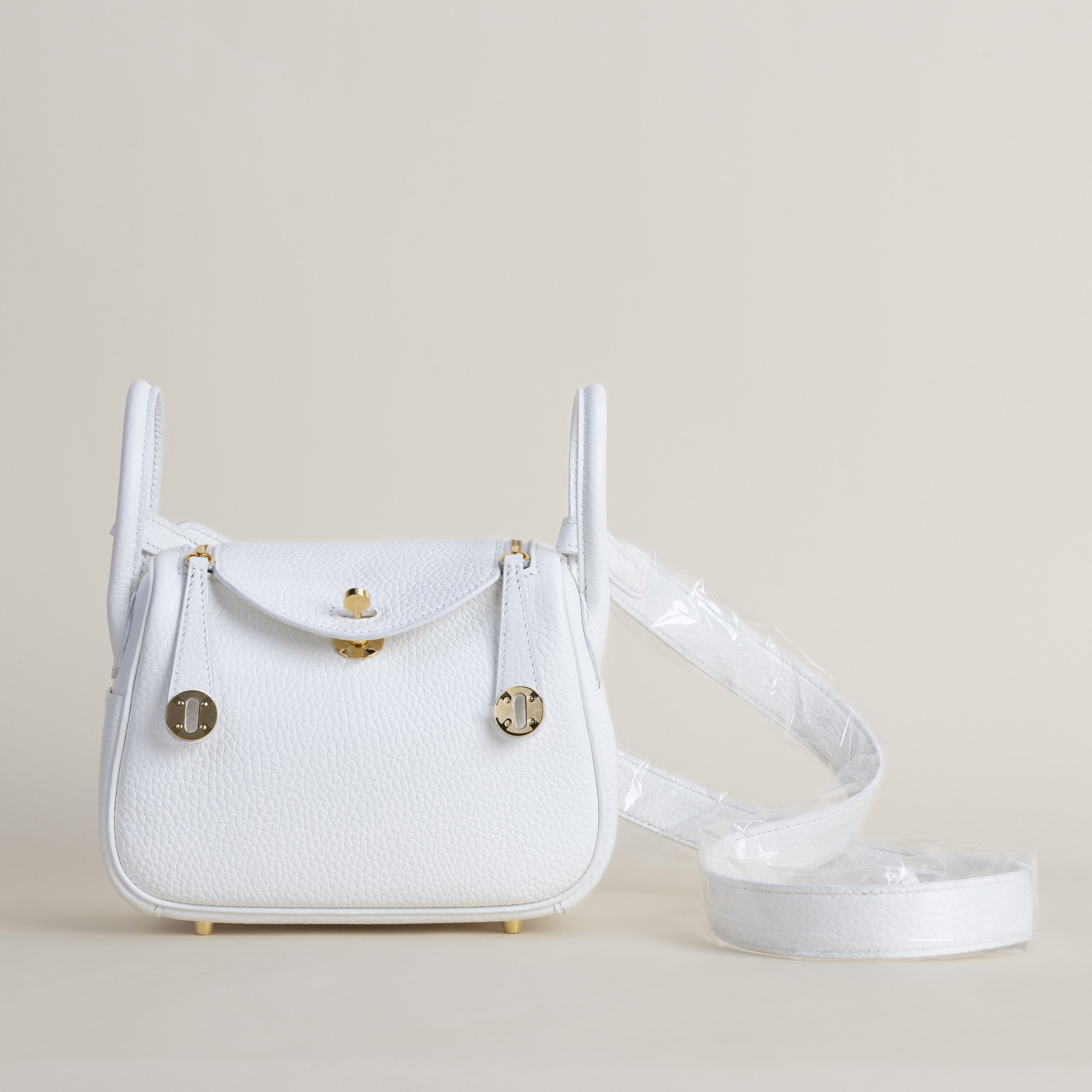 Mini Lindy Clemence leather 01 Blanc GHW