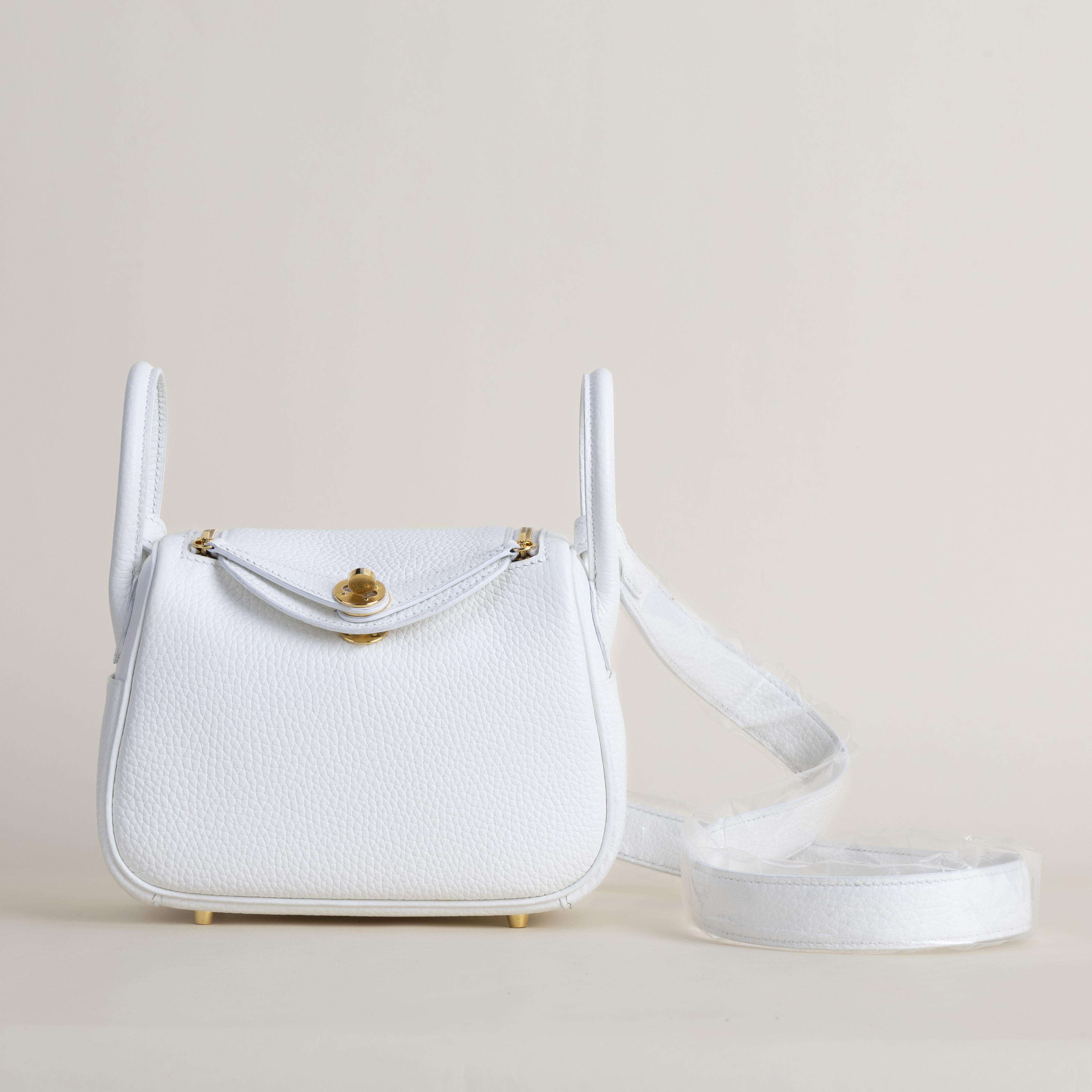 Mini Lindy Clemence leather 01 Blanc GHW