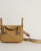 Mini Lindy Ostrich leather 24 tabac amel PHW