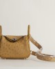 Mini Lindy Ostrich leather 24 tabac amel PHW