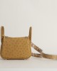 Mini Lindy Ostrich leather 24 tabac amel PHW