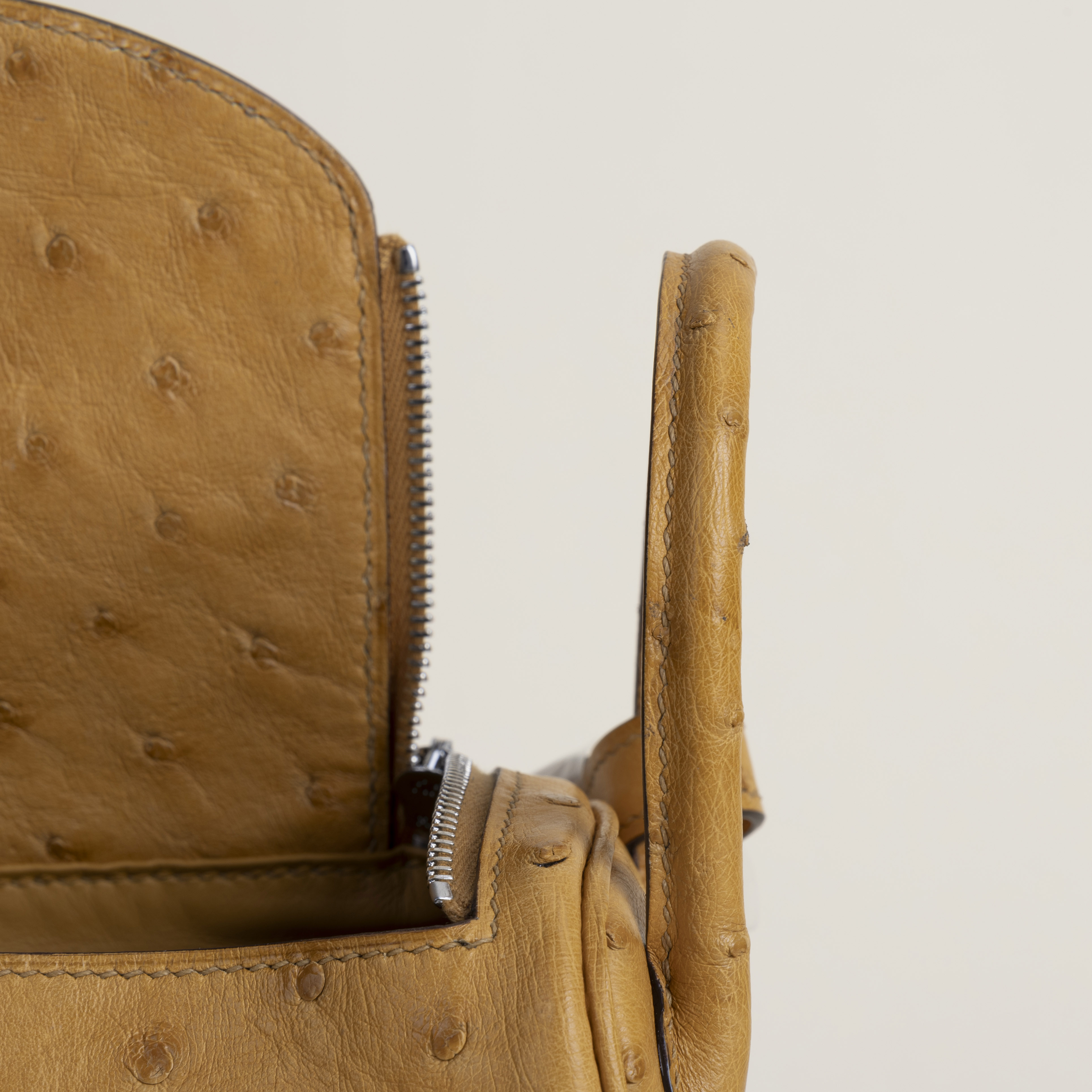 Mini Lindy Ostrich leather 24 tabac amel PHW