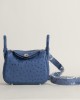 Mini Lindy Ostrich leather O8 Bleu Royal PHW