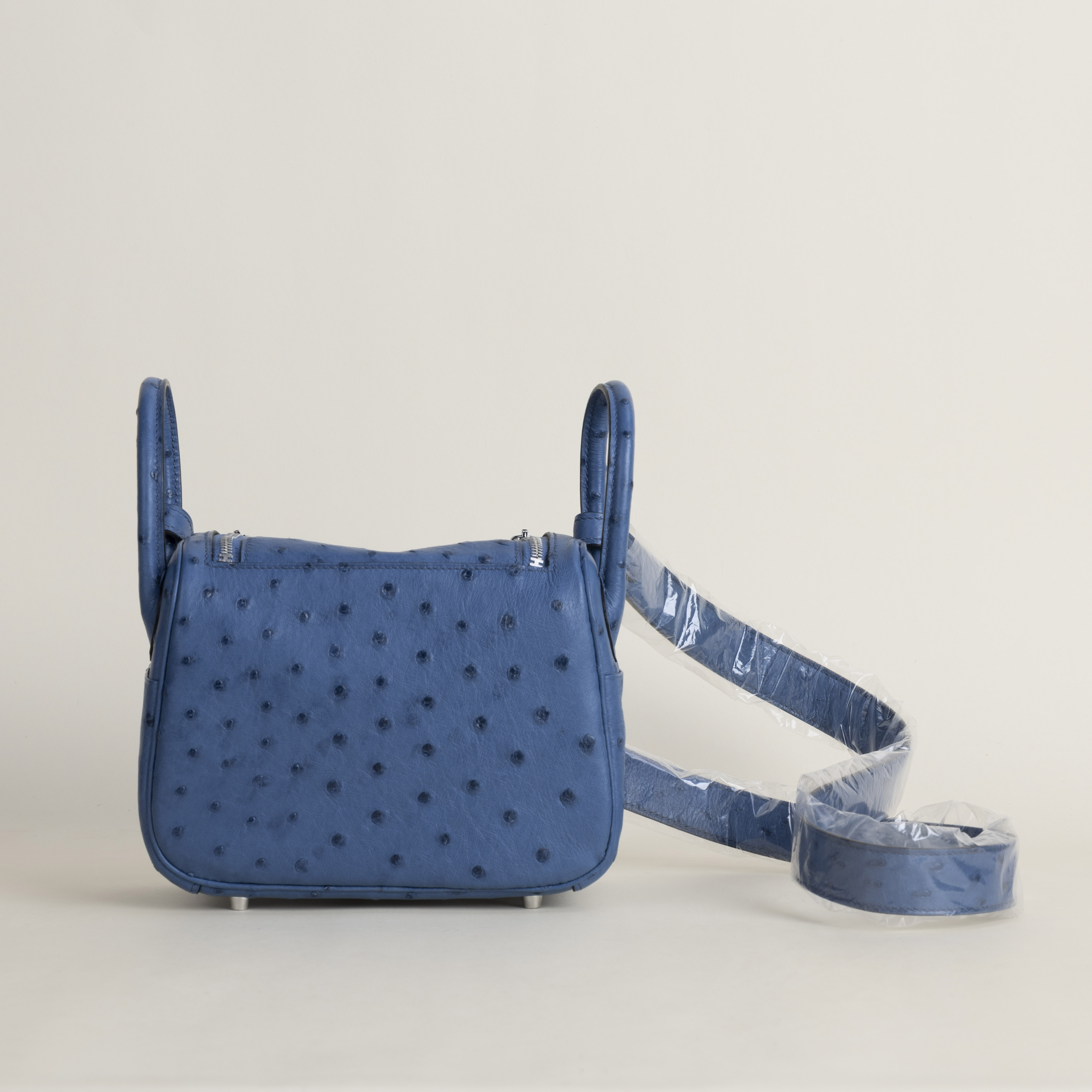 Mini Lindy Ostrich leather O8 Bleu Royal PHW