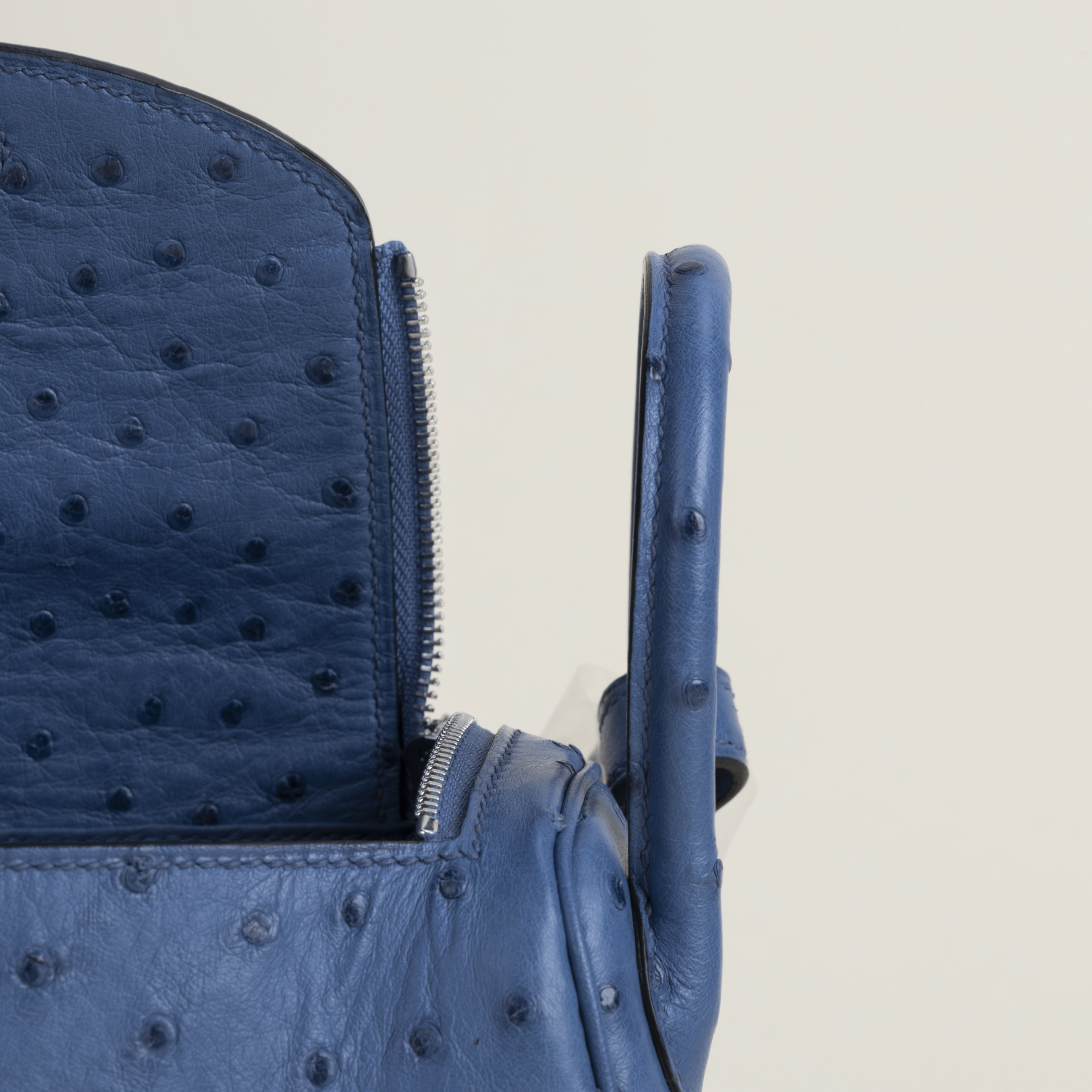 Mini Lindy Ostrich leather O8 Bleu Royal PHW