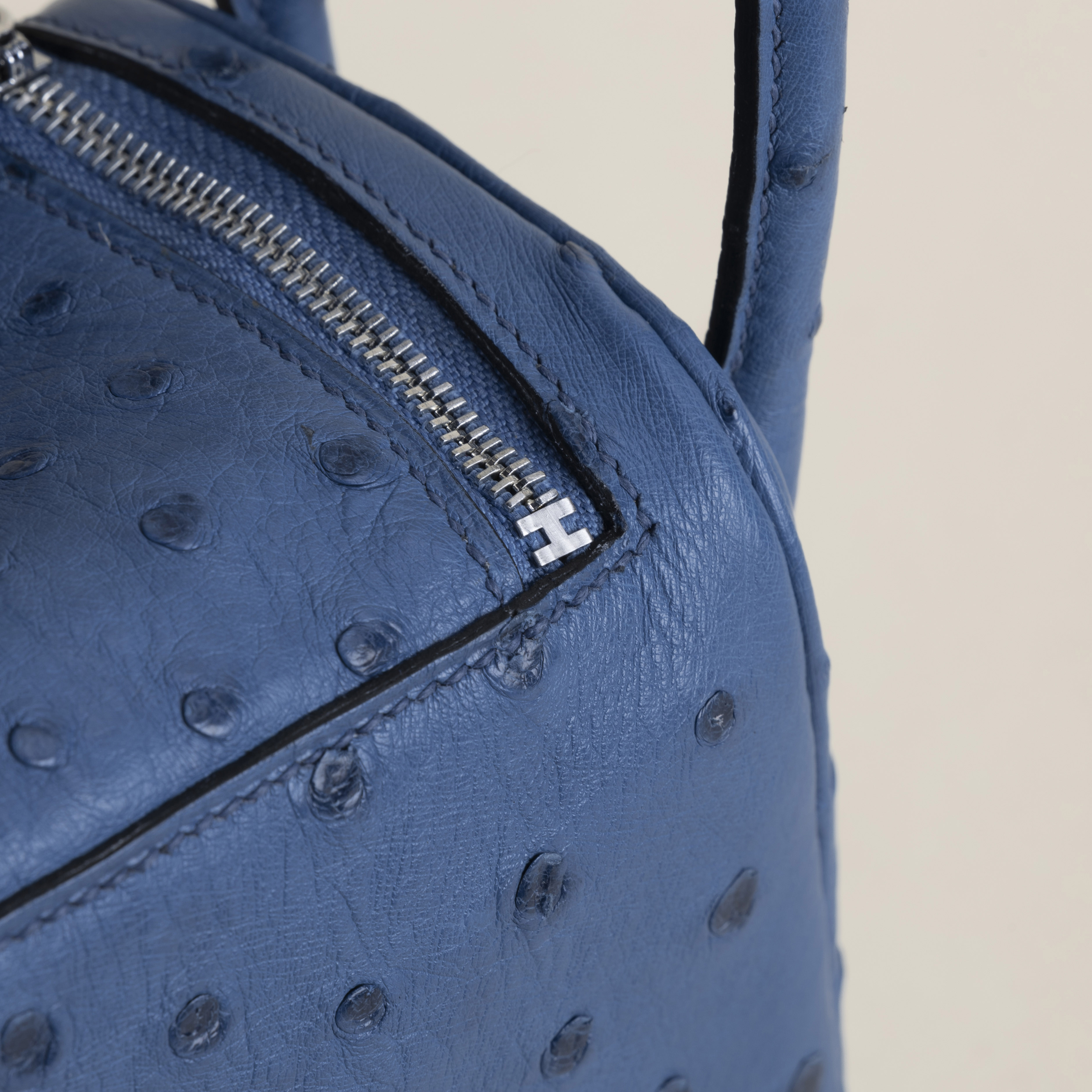Mini Lindy Ostrich leather O8 Bleu Royal PHW