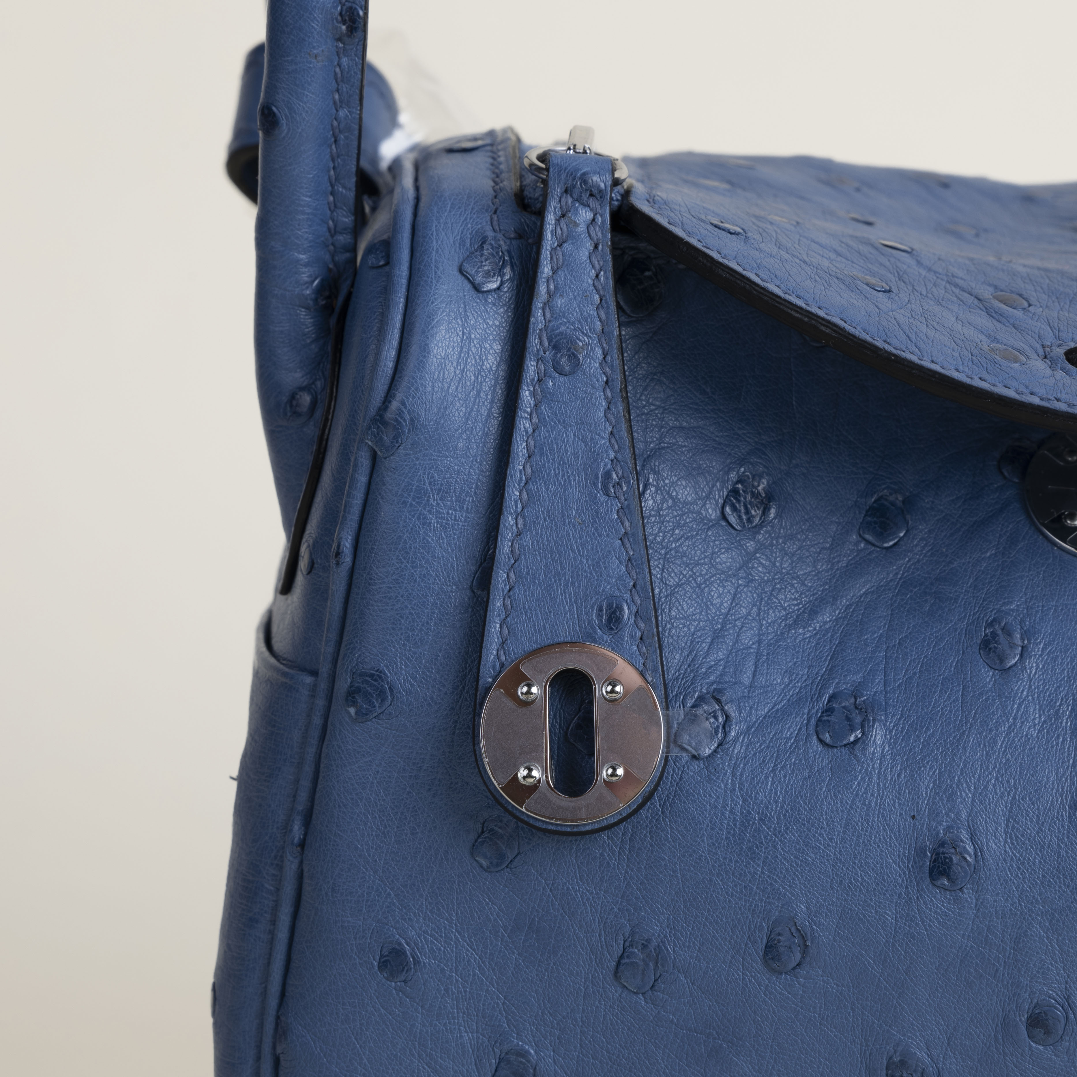 Mini Lindy Ostrich leather O8 Bleu Royal PHW